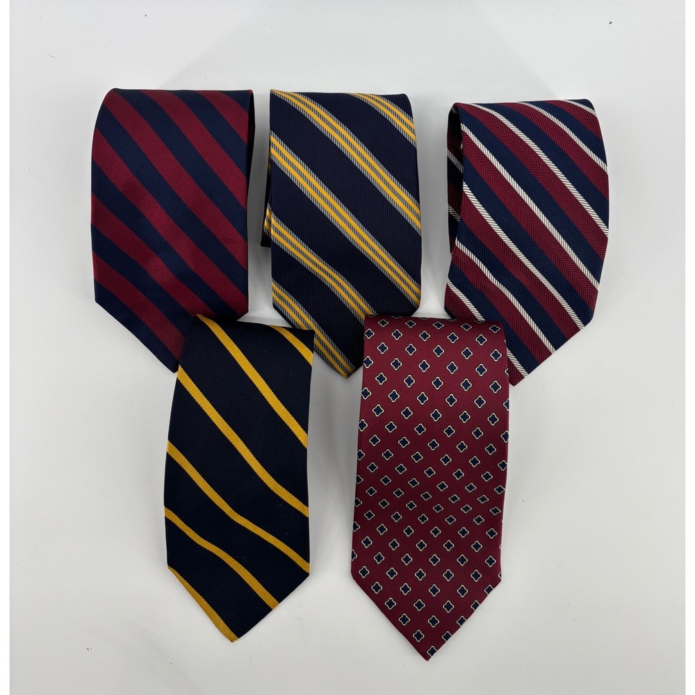 Brooks Brothers Makers Silk Necktie Lot 5 Ties Striped Geometric Multicolor 58"